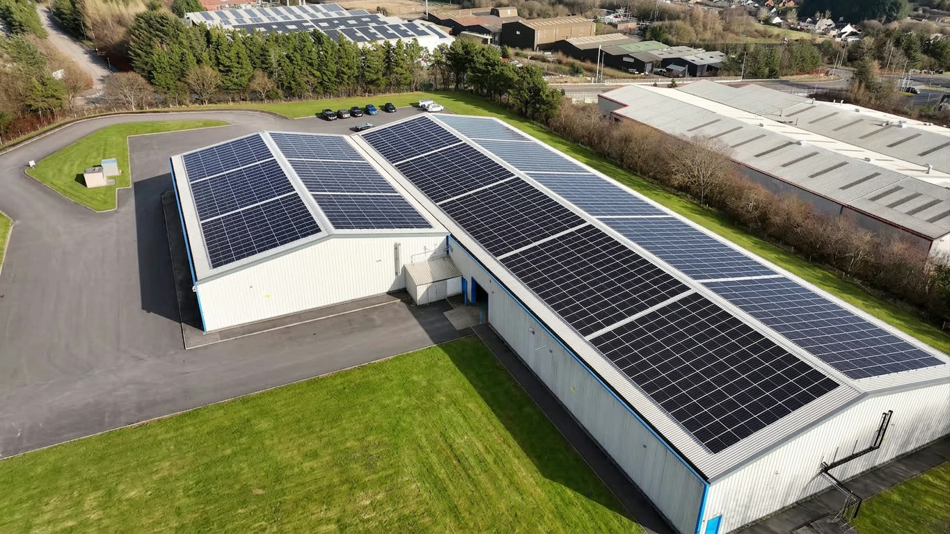 Aerial view of the Pulse Plastics facility hosting the Smart Local Energy System